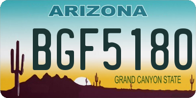 AZ license plate BGF5180
