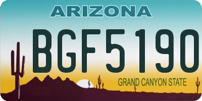 AZ license plate BGF5190