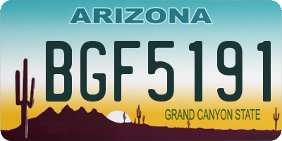 AZ license plate BGF5191
