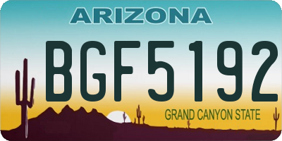 AZ license plate BGF5192