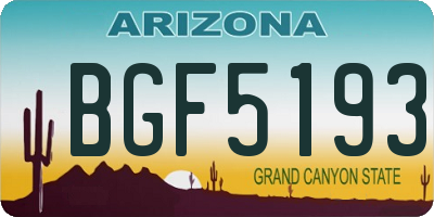 AZ license plate BGF5193