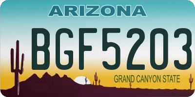 AZ license plate BGF5203