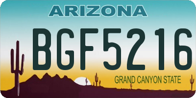 AZ license plate BGF5216