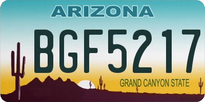 AZ license plate BGF5217