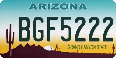 AZ license plate BGF5222