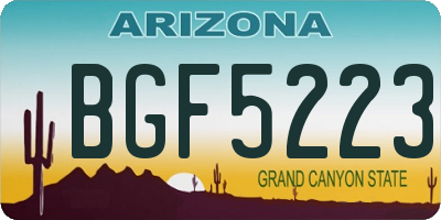 AZ license plate BGF5223
