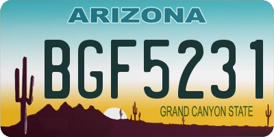 AZ license plate BGF5231