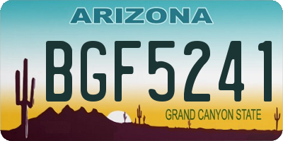 AZ license plate BGF5241