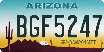 AZ license plate BGF5247
