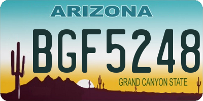 AZ license plate BGF5248