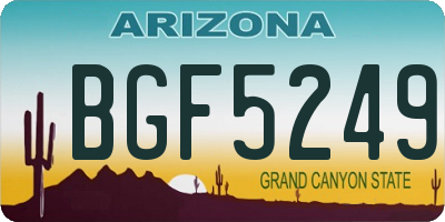 AZ license plate BGF5249