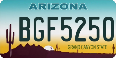 AZ license plate BGF5250