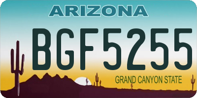 AZ license plate BGF5255