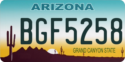 AZ license plate BGF5258