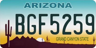 AZ license plate BGF5259