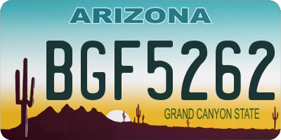 AZ license plate BGF5262