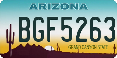 AZ license plate BGF5263