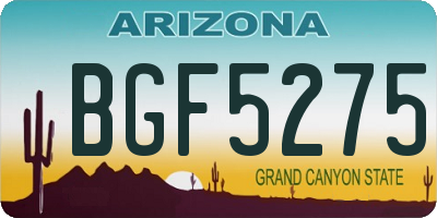 AZ license plate BGF5275