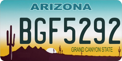 AZ license plate BGF5292