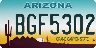 AZ license plate BGF5302