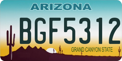 AZ license plate BGF5312