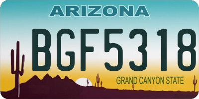 AZ license plate BGF5318