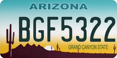 AZ license plate BGF5322