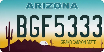 AZ license plate BGF5333