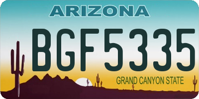 AZ license plate BGF5335