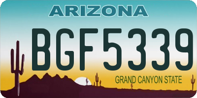 AZ license plate BGF5339