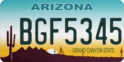 AZ license plate BGF5345