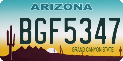 AZ license plate BGF5347