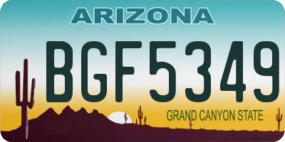 AZ license plate BGF5349