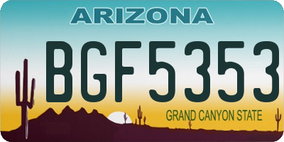 AZ license plate BGF5353