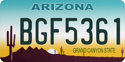 AZ license plate BGF5361