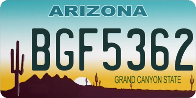 AZ license plate BGF5362