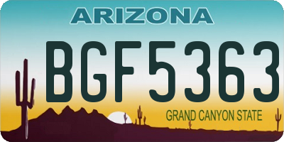 AZ license plate BGF5363