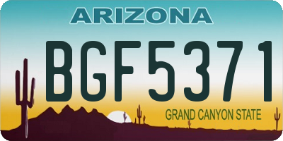 AZ license plate BGF5371