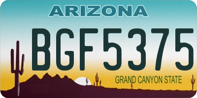 AZ license plate BGF5375