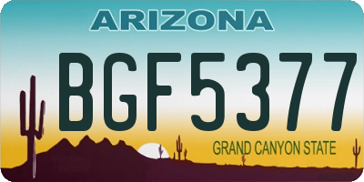 AZ license plate BGF5377