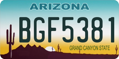 AZ license plate BGF5381