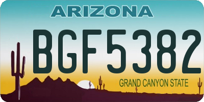 AZ license plate BGF5382