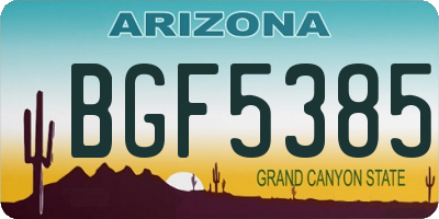 AZ license plate BGF5385