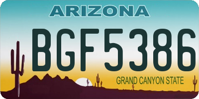AZ license plate BGF5386