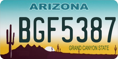 AZ license plate BGF5387