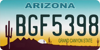 AZ license plate BGF5398
