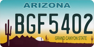 AZ license plate BGF5402