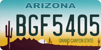 AZ license plate BGF5405