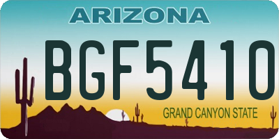 AZ license plate BGF5410
