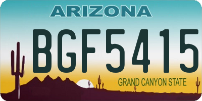 AZ license plate BGF5415